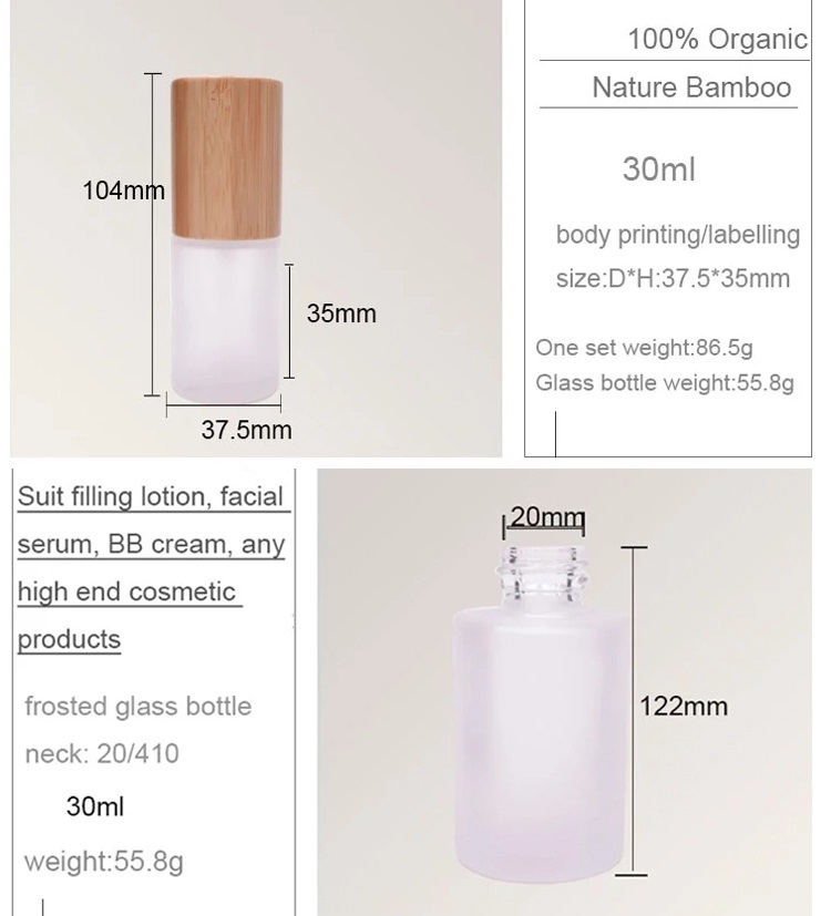 Sticlă-de-30ml-sticlă-mat-cu-pompă-de-bambus