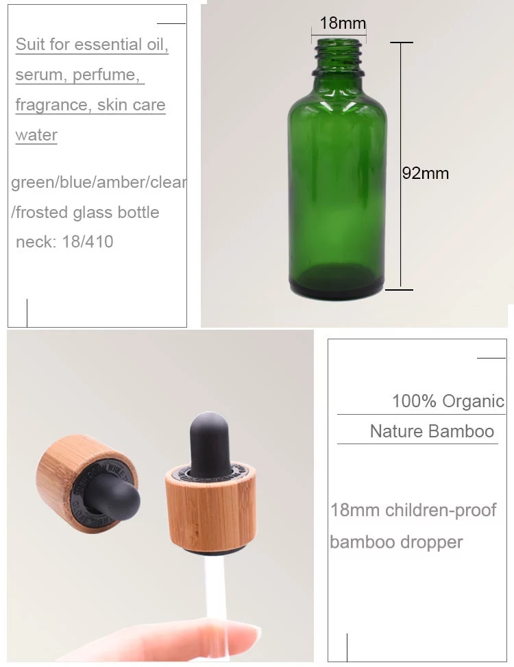 amber-gréng-Bambu-dropper-Flasche-Gréisst