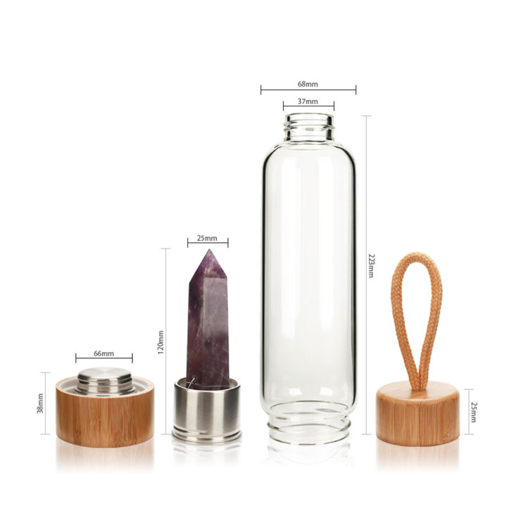 Crystal pillar glass water bottle-Size